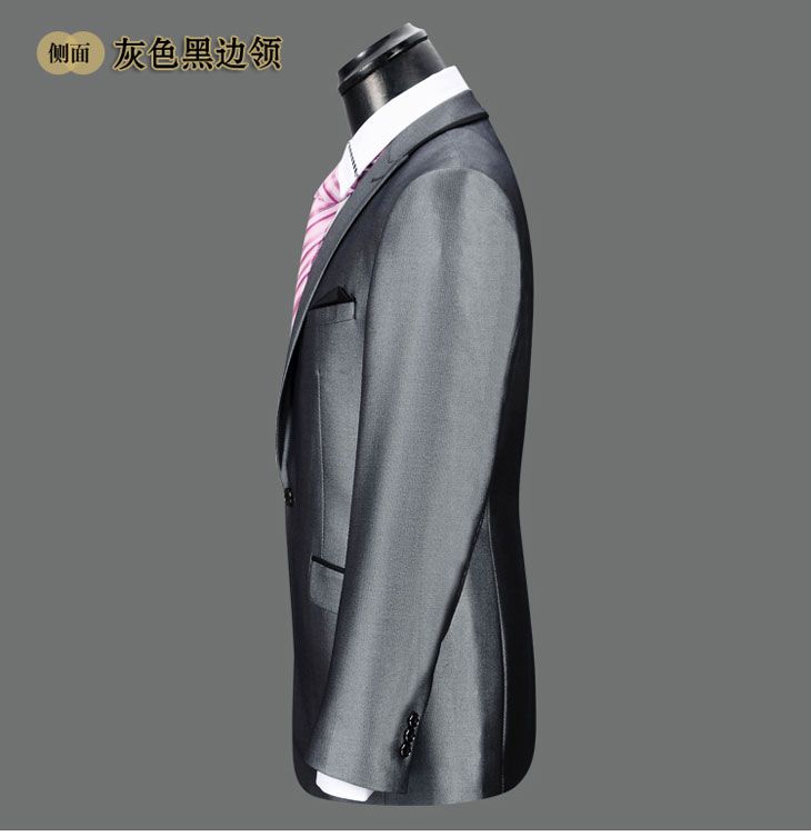 灰色黑邊領(lǐng)型西服側面